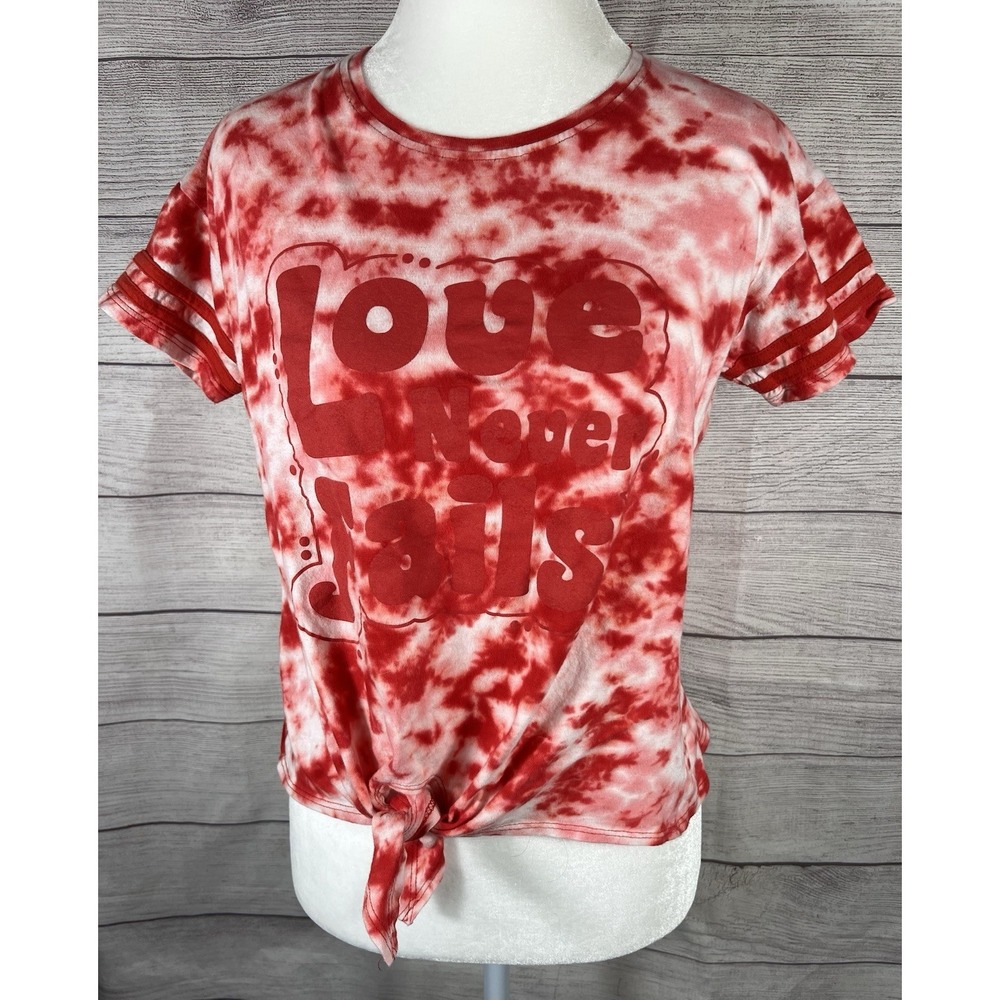 Vintage Freeze Love Never Fails Tie Dye T Shirt Women's Small Red White‎